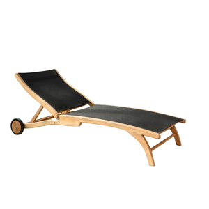 Chaise longue de piscine extérieure en teck, réglable, portable, confortable, durable, écologique, moderne et luxueuse - Product Image 1