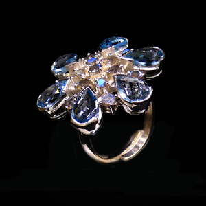 Wedding Wear 925 Sterling Silver Silver Plated Jewelry Blue Topaz Gemstone Women Wear Classic <b>Couple</b> <b>Ring</b> - Product Image 5