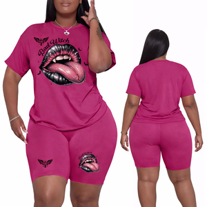 ชุดเซ็ตเสื้อผ้าผู้หญิงไซส์ใหญ่สองชิ้นลายกราฟิก ชุดลำลองฤดูร้อน - Product Image 4