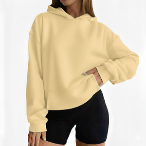 เสื้อฮู้ดดี้โอเวอร์ไซส์ลำลองสำหรับผู้หญิงรุ่นใหม่ล่าสุด แขนยาว สีพื้น พิมพ์ลาย ผ้าฝ้ายฟลีซ 100% แห้งเร็ว ระบายอากาศได้ดี - Product Image 3