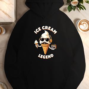 Sudadera con Capucha Casual para Mujer con Estampado de Dibujos Animados de Helados, 100% Poliéster, Tejida, para Otoño - Product Image 3