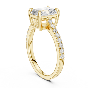 Bague de fiançailles et de mariage en or jaune avec diamant de laboratoire taille radiant pavé pour femme - Product Image 2