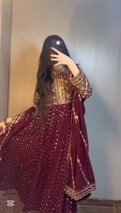 ชุดเดรสหรูหรา ผ้าจอร์เจียต์เทียม ประดับด้วยดิ้นปักลายศิลปะ 2.2 เมตร พร้อมผ้าคลุมไหล่ไมโคร สำหรับผู้หญิง ไซส์ M-3XL เหมาะสำหรับงานแต่งงาน แห้งเร็ว - Product Image 5