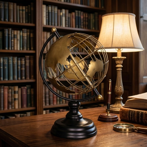 ลูกโลกตั้งโต๊ะพรีเมียมพร้อมขาตั้ง |   ลูกโลกโบราณสำหรับตกแต่งโต๊ะทำงาน โต๊ะอ่านหนังสือ และตกแต่งบ้าน - Product Image 2