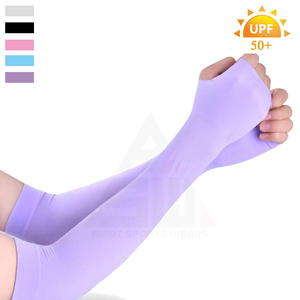 Light Blue UV Protection Arm Sleeves For Adults Unisex Spandex Polyester Cooling Breathable <b>Sunscreen</b> UPF 50+ - Product Image 4