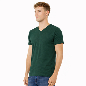 Camiseta de punto 100% algodón para hombre, cuello en V, ajuste regular, manga corta, color liso, transpirable, ecológica, en blanco para serigrafía - Product Image 5