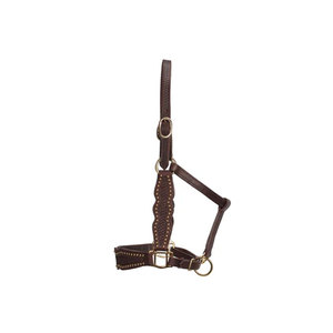 Brown Leather Horse Halter With Metal Buckles And Adjustable Straps For Equestrian Riding - Product Image 5