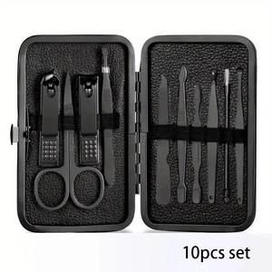 Ensemble de 7 à 18 pièces de coupe-ongles en acier inoxydable noir, kit complet de coupe-ongles, aiguilles à acné, coupe-ongles pour les pieds, pinces de beauté - Product Image 4
