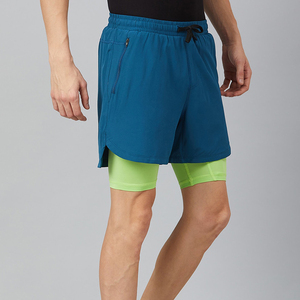 กางเกงขาสั้นออกกำลังกายสำหรับผู้ชายแบบ 2-in-1 กางเกงวิ่งออกกำลังกายพร้อมช่องใส่โทรศัพท์และช่องใส่ของด้านใน - Product Image 4