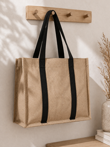 Sac fourre-tout en jute écologique et durable avec grande bandoulière, motif lettres, réutilisable pour les voyages et les courses, option logo personnalisé - Product Image 5