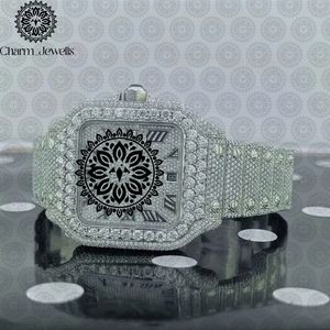 Montre de luxe Charm_Jewells en acier inoxydable, boîtier de 40 mm, mouvement mécanique analogique, date automatique, mode vintage pour homme, accents de diamants - Product Image 5