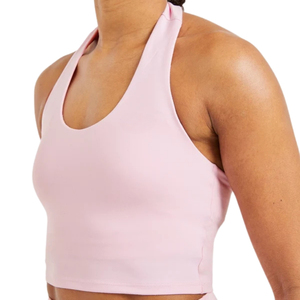 Haut court de sport pour femme à col halter, doux, confortable et extensible, idéal pour la gym et le fitness, sans manches, vêtements de sport athlétiques – Fournisseur - Product Image 4