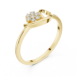 Bague infini en or jaune avec fleurs et diamants pour femme, élégante et minimaliste, bague de promesse florale, bijou raffiné, cadeau - Product Image 3