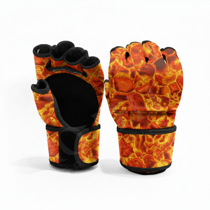 Gants de sparring en cuir sur mesure de haute qualité à 100 %, vente en gros, demi-doigts, équipement de protection des mains, design imprimé sur écran - Product Image 5