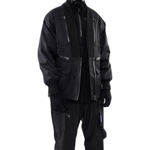 Veste bomber épaisse Techno Wear pour homme, coupe ample, col montant, coupe-vent, avec logo frontal, noir métallisé - Product Image 1