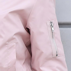 Full Sleeve Zipper Closure Stand Collar Casual Outerwear Bomber <b>Jacket</b> Custom Logo <b>Lightweight</b> Full Zipper <b>Women</b> Bomber <b>Jacket</b> - Product Image 5