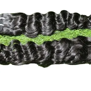 Cabello humano indio de estilo ondulado profundo, extensión de cabello tipo virgen con Color personalizado