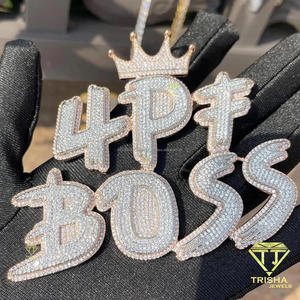"3M2" Number Pendant Moissanite Diamond <b>Iced</b> <b>Out</b> Hip Hop Necklace Gold Plated Bling <b>Chain</b> Luxury Jewelry - Product Image 2