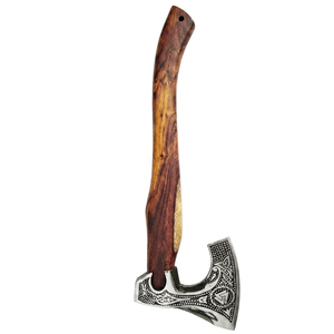 Handmade Custom High Carbon Steel <b>Axe</b> DIY Hatchet Ash Wood <b>Handle</b> Fine Leather Sheath Outdoor Use Custom Color Logo High Quality - Product Image 1