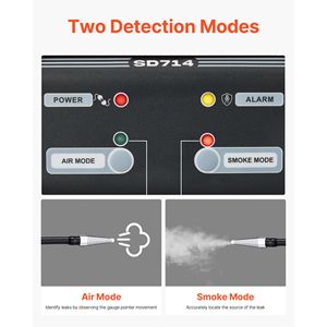 Testeur de diagnostic de fuite par fumée pour véhicules électriques 12V DC avec double moniteur et manomètre de pression d'air - Product Image 4