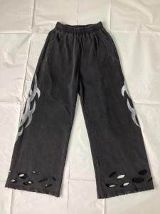 Pantalon de survêtement vintage ample en molleton 100 % coton, coupe large, délavé à l'acide, effet usé, évasé, personnalisé par le fabricant - Product Image 2