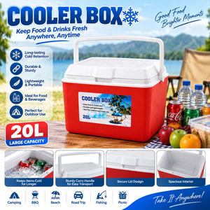 Glacière rectangulaire en plastique CAMPMATA 20L, isolée, légère, durable, non électrique, refroidissement passif, avec blocs de glace réutilisables pour - Product Image 3