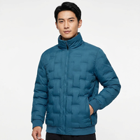 Veste à capuche bleue pour homme, imperméable, coupe-vent, décontractée, d'hiver, rembourrée de duvet, fourrure, coupe classique