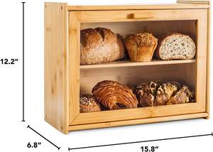 Farmhouse Style Kitchen Counter Bread Holder <b>Large</b> Capacity Bread Storage <b>Bin</b> for Loaves Bagels Pastries - Product Image 3