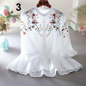 Débardeur Femme Style Bureau Respirant Écologique Séchage Rapide en Rayonne et Coton avec Broderie Boutonnée Tissu Tissé Court - Product Image 3