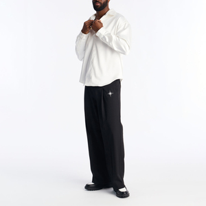 Latest Design Eco-friendly <b>Men's</b> Plus Size <b>White</b> Satin <b>Long</b> <b>Sleeve</b> <b>Shirt</b> Loose Fit Turn Down Collar Casual Solid Relzxed Fit Top - Product Image 4