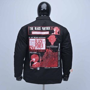 Chaqueta Bomber Estilo Pantera Negra para Hombre, Estilo Urbano, Cierre de un Botón, Diseño de Leopardo Estampado, Cuello Camisero, Resistente al Viento para Invierno - Product Image 2