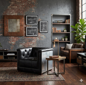 Luxury Aviator Genuine Leather Sofa Industrial Style Metal Patchwork Single Seater Club Chair for Office & Living Room & Hotel - Product Image 1