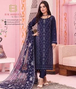AAFREEN 3 pièces en viscose de coton costumes de pelouse pour les femmes beaux designs de fantaisie Salwar Kameez pour les vêtements quotidiens Bin Hameed Volume - Product Image 5