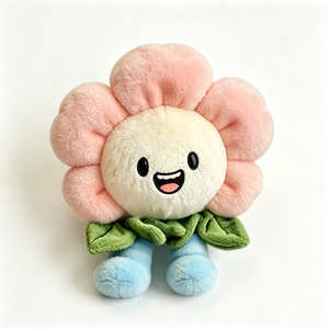 Peluche de flor rosa, Lindo peluche de flor, Peluche de flor Kawaii, Peluche de margarita, Peluche de flor sonriente - Product Image 4