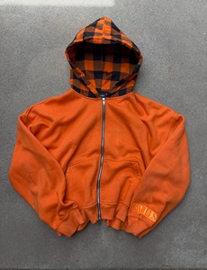 Streetwear Luxury Style Custom Logo Unisex <b>Orange</b> Hoodies Hommes Manufacturer Heavyweight Cotton Boxy Zip up <b>Hoodie</b> for <b>Men</b> - Product Image 1