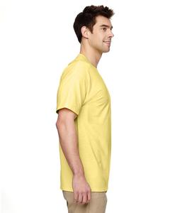 T-shirt décontracté pour homme, style streetwear, manches courtes, séchage rapide, respirant, jaune, 100% coton, jersey uni teint, coupe classique - Product Image 3