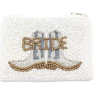Popular Coin Pouch Handmade Beaded Coin Purse with Detachable <b>Ring</b> for Gameday Money Storage - Product Image 3