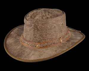 Casquette de cowboy occidentale en cuir faite à la main, personnalisable, de haute qualité, légère, pour adulte, chapeau bob pour l'extérieur, toutes saisons - Product Image 1
