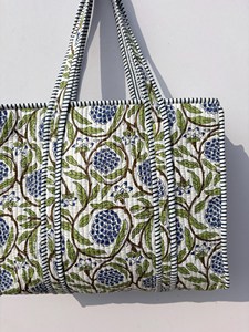 Bolso Tote de Algodón Blanco de Diseño con Bordado Floral Azul, Estilo Bohemio, Abierto por Arriba, para Mujer, para Todas las Temporadas - Product Image 4