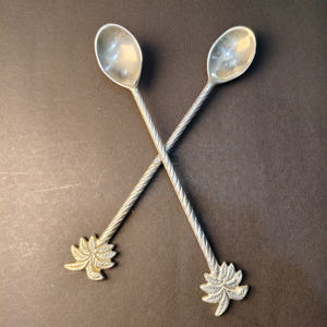 Cucharas Agitadoras de Mango Largo con Diseño de Palmera Plateada, Cucharas de Acero Inoxidable con Tema Tropical para Café y Cócteles, Palillos Decorativos para Agitar - Product Image 2