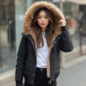 Sweat-shirt à capuche zippé en molleton de coton avec fourrure amovible, doublure en fourrure détachable, personnalisation OEM ODM - Product Image 1