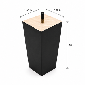 Pata de Mueble Cuadrada de Madera Maciza de 6 Pulgadas, Acabado Natural Negro, Diseño Moderno, Fácil Instalación, Pata de Sofá para Hotel, Sala de Estar, Exteriores - Product Image 2