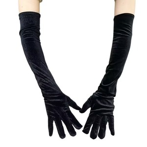 Gants longs en velours pour femme, pour mariages, soirées, opéras, dîners, extensibles, design coude, respirants, en Spandex et Polyester - Product Image 2