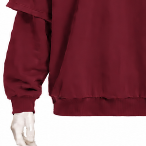 Maroon Double Layer <b>Hoodie</b> Heavyweight <b>Short</b> <b>Sleeve</b> Overlay Long <b>Sleeve</b> Pullover Oversized Casual Streetwear Hooded Sweatshirt - Product Image 5