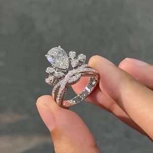 5ct Pear Lab Diamond Side Stone Engagement <b>Ring</b> 14K Yellow Gold Heart Diamond <b>Ring</b> Promise <b>Ring</b> for Women from <b>Indian</b> Supplier - Product Image 3