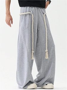 Men's Baggy Pants Barrel Y2k Rope <b>Drawstring</b> Wide Leg Oversized Track Pants Streetwear <b>Trousers</b> - Product Image 3