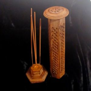 Luxury Arabic Incense <b>Burner</b> Handmade Sandalwood Pyramid Incense <b>Burner</b> With Metal Clasp Aromatic Diffuser All-Season Use Holder - Product Image 3