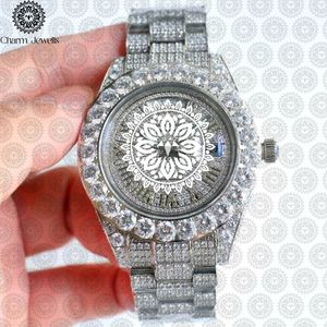 Charm_Jewells Montre tonneau de luxe pour femme, incrustée de diamants en or, 36 mm, analogique, à quartz, avec fermoir pliant - Product Image 5