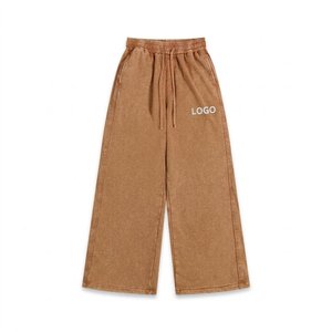 Custom Men's 320 GSM 100% Cotton Vintage Washed Oversized Sweat <b>Pants</b> With Hand Drawn Artwork Streetwear Fashion - Product Image 3