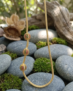 Divyoro 22k Gold Plated <b>Rope</b> <b>Chain</b> Beaded Necklace Multi Gem Ball Charms Classic Luxury Style Unisex Everyday Wear Parties - Product Image 4